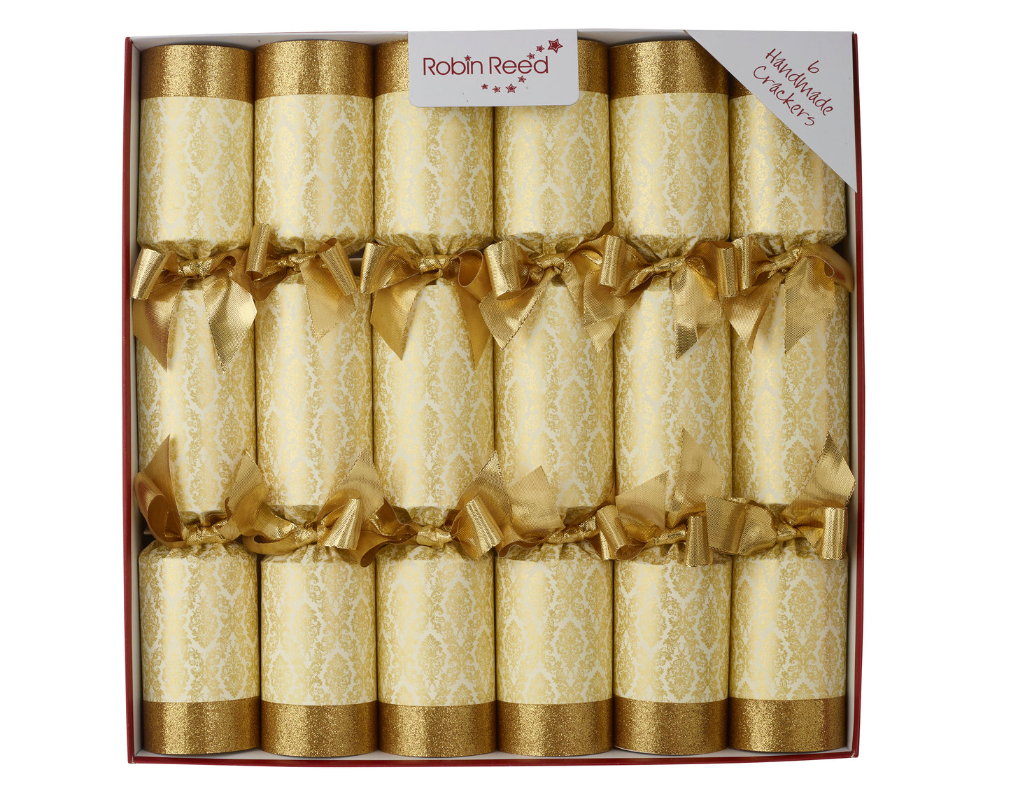 Robin Reed "Gold Damask" 6 x 14" Traditional Christmas Crackers