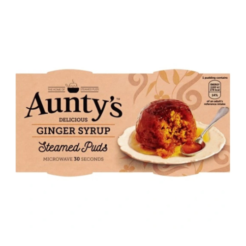Auntys Ginger Syrup Steamed Puds 2x95g