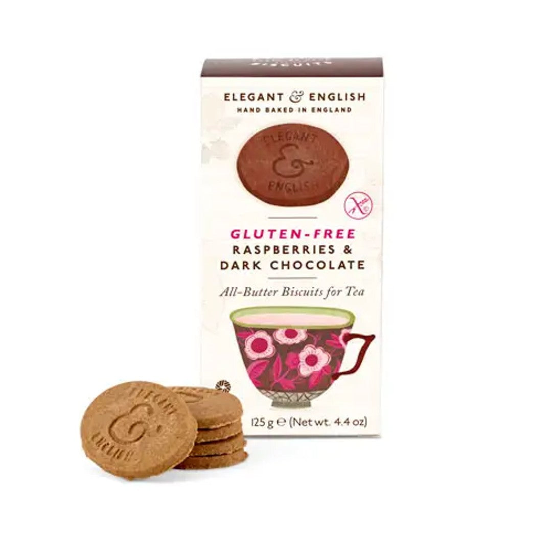 Elegant & English GF Raspberries & Dark Choc Shortbread 140g