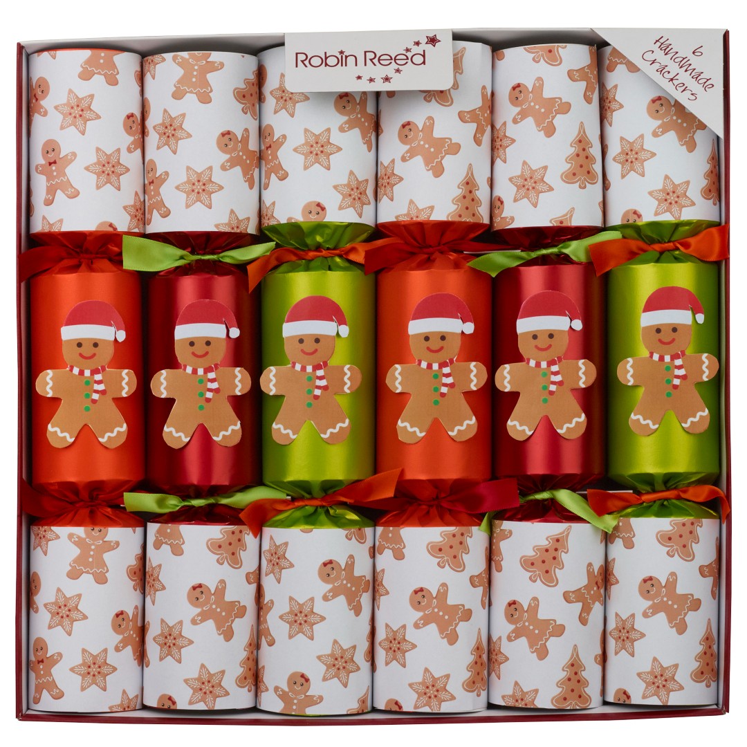 Robin Reed "Racing Gingerbread" 6 x 13" Fun Xmas Crackers