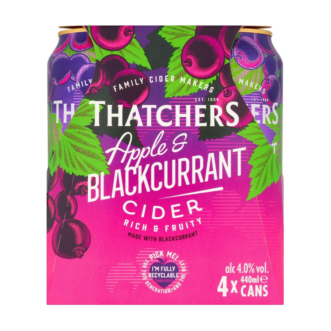 Thatchers Apple & Blackcurrant 4.0% Cider 4 x 440ml