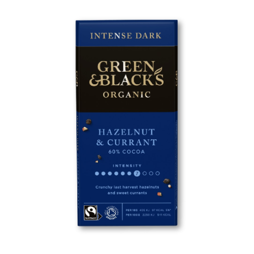 Green & Blacks Bio Hazelnut & Currant Intense Dark Chocolate 90g