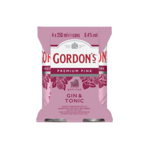 Gordons Pink Gin & Tonic 4 x 250ml 5%