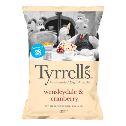 Tyrrells Wallace & Gromit Wensleydale & Cranberry 135g