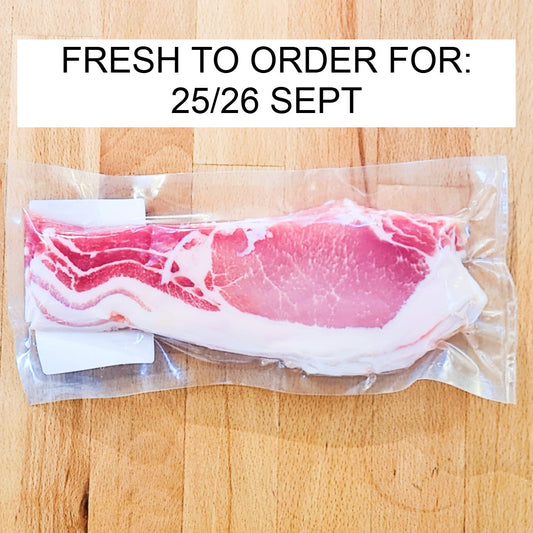 English Style Back Bacon (Swiss Pork) approx. 300g *PREORDERS FOR 2/3 OCTOBER