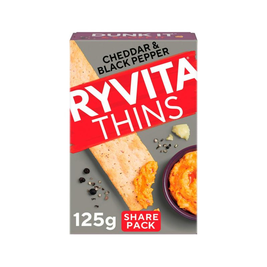 Ryvita Snack It Cheddar & Black Pepper Thins 125g