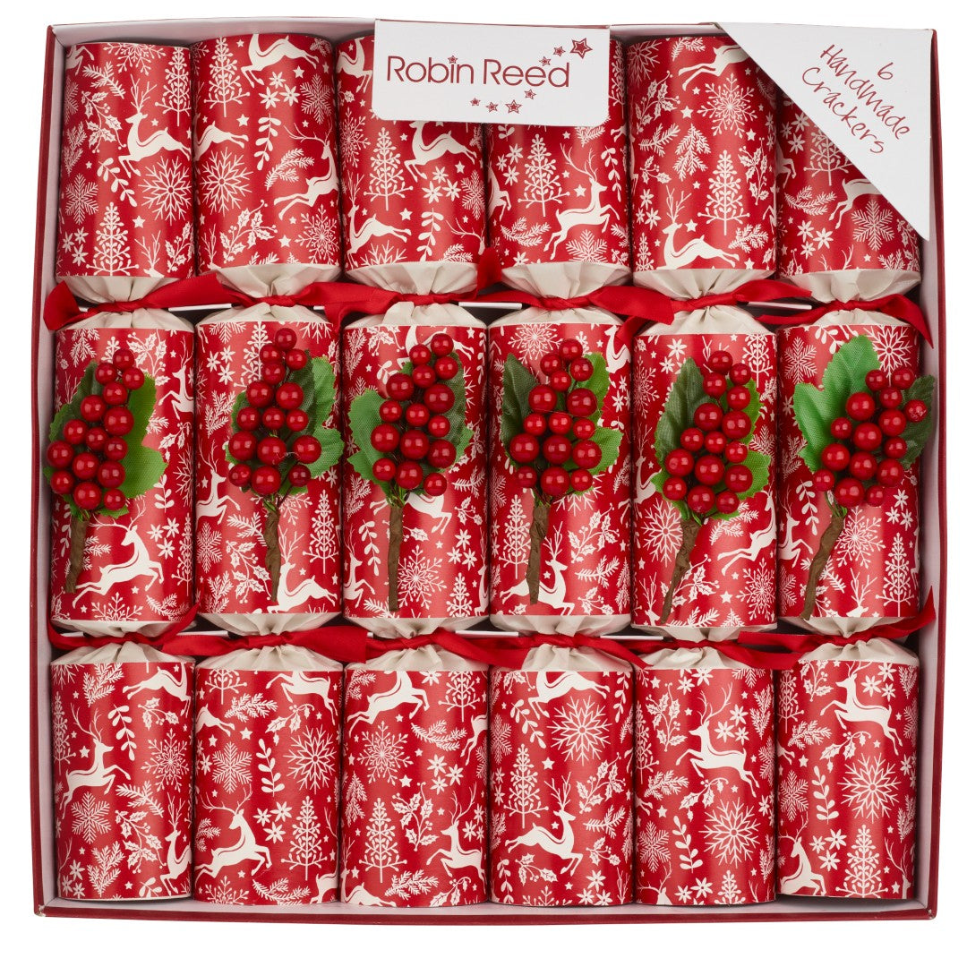 Robin Reed "Scandi Berry" 6 x 12" Traditional Xmas Crackers