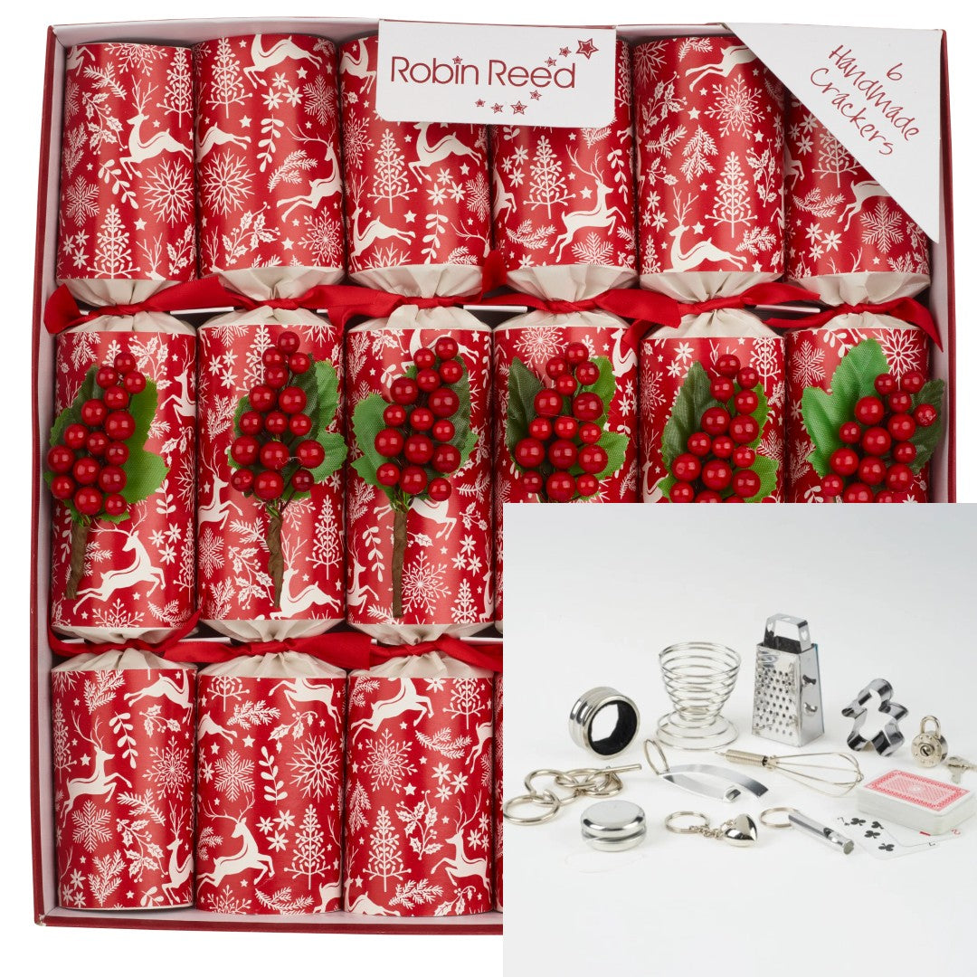 Robin Reed "Scandi Berry" 6 x 12" Traditional Xmas Crackers