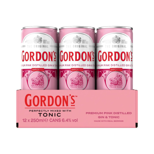 Gordons Pink Gin & Tonic 12 x 250ml 5%