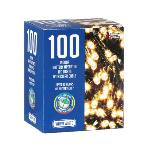 100 Warm White Battery LED Lights
